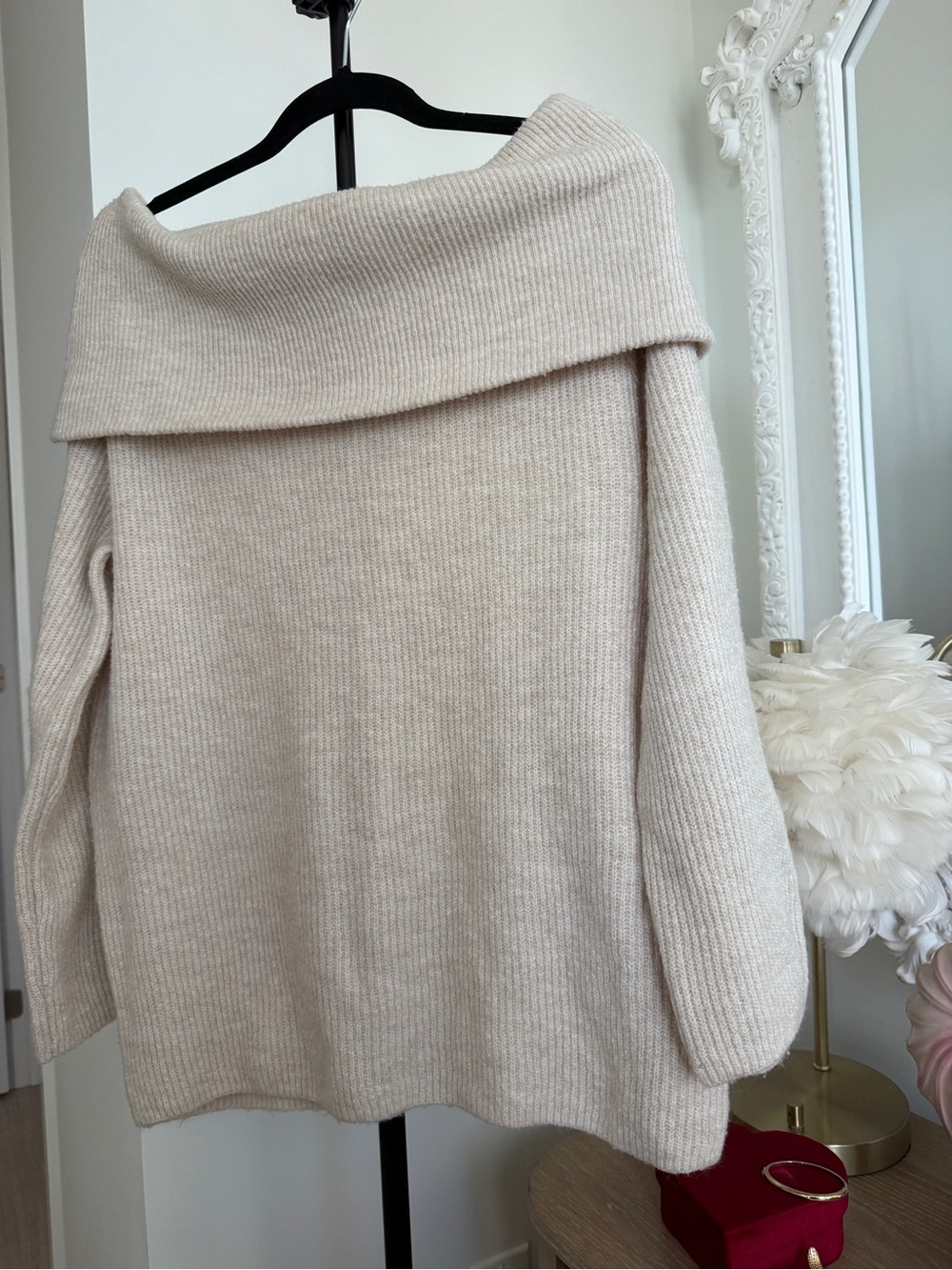 H&M Off-Shoulder Knit Sweater in beige - Oatmeal - Picture 11 of 15